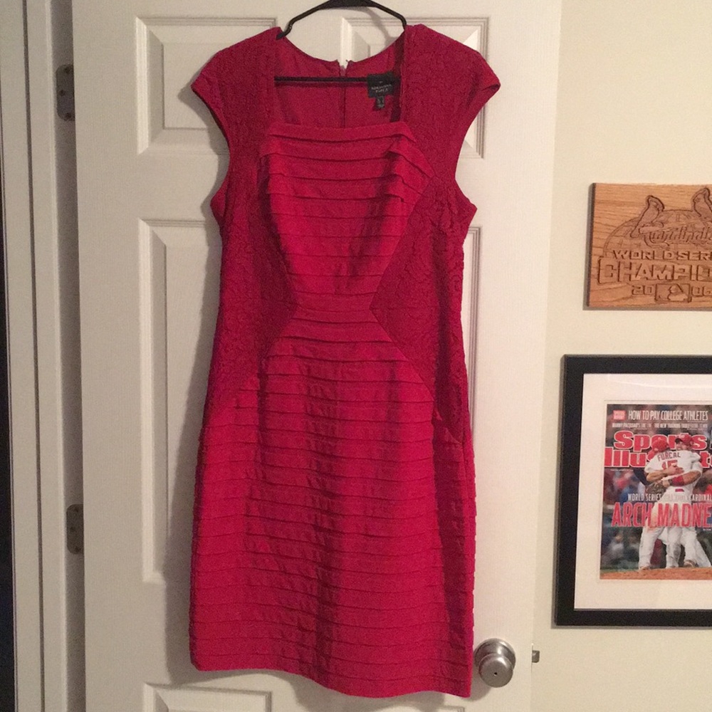 Adrianna papell red dress with lace
